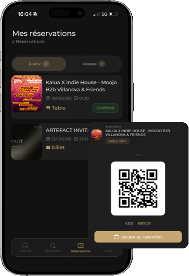 Mes réservations et QR code d’accès